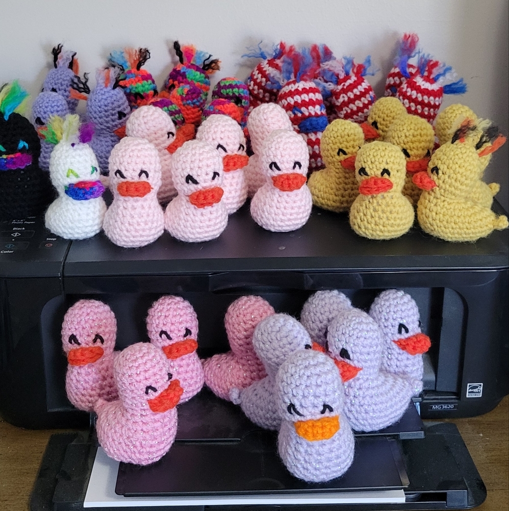 6 ducks - hand crocheted